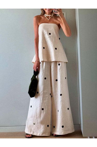 Casual Classic Polka Dot Print Loose Wide-leg Pants