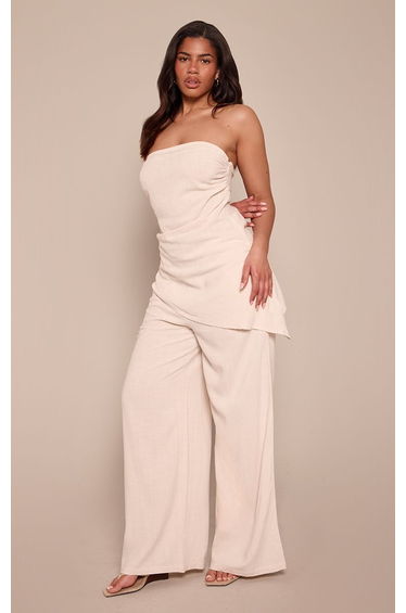 Shape Stone Textured Woven Wide Leg Trousers