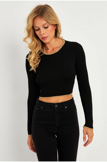 Women's Black-Camel Backless Blouse