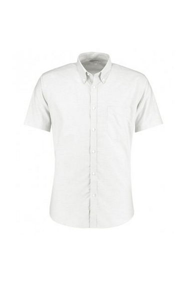 Kustom Kit Mens Slim Fit Short Sleeve Oxford Shirt - White
