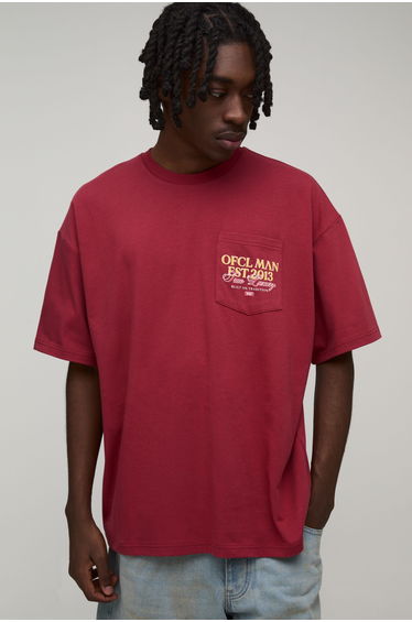 Official Man Luxury Oversized Pocket T-shirt - brick red