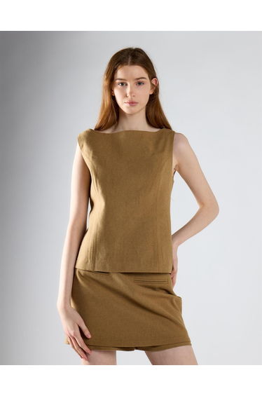 Sand Boatneck Tailored Fit Top