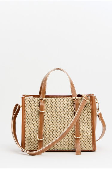Tan Women's Braided Mini Hand and Shoulder Bag