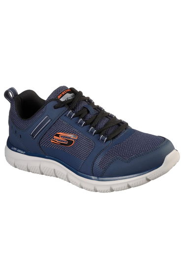 Skechers Mens Track Knockhill Action Leather Trainers - Navy/Orange