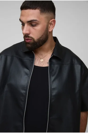 جاكيت بوهو مان أسود بسحاب - للمقاسات الكبيرة