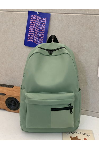 Solid Zip Closure Backpack