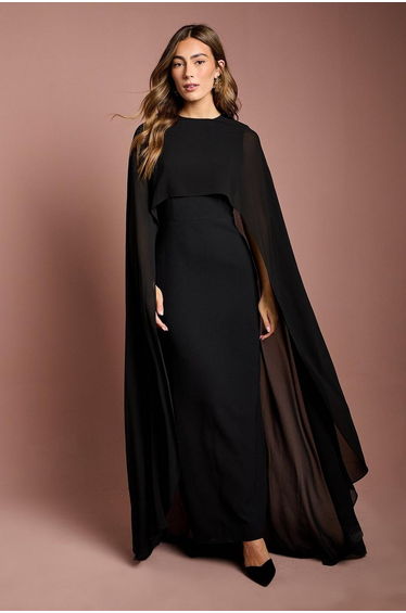 Cape Sleeve Maxi Dress