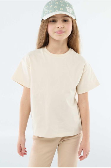 Short-sleeved Tough Cotton T-shirt BEIGE