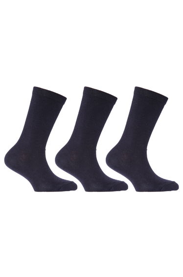 Childrens/Kids Plain Cotton Rich School Socks (Pack Of 3) - Navy