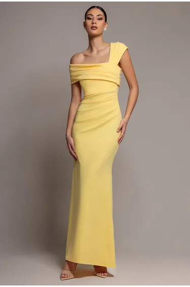 فستان جوديفا أصفر ماكسي بقصة ميرمايد