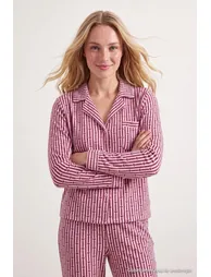 Mürdüm 100% Cotton Pocketed Heart and Striped Knitted Pajama Set - 3