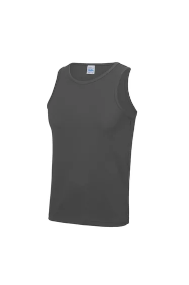 AWDis Just Cool Mens Sports Gym Plain Tank / Vest Top - Charcoal