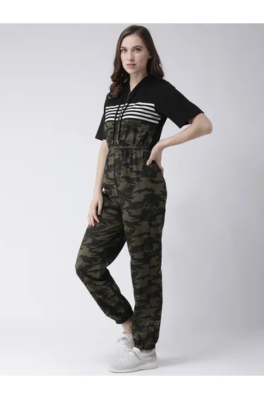 جمبسوت مخطط بأكمام قصيرة بسحاب بطبعة