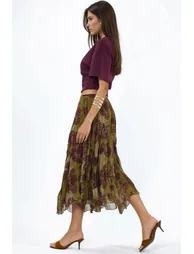 BUSEM High-Waist Paisley Chiffon Maxi Skirt - 4