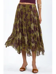 BUSEM High-Waist Paisley Chiffon Maxi Skirt - 1