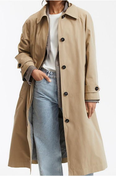Signatures Maurice Long Trench Coat with Button Fastening
