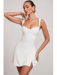 Sweetheart Neckline Mini Dress in White - 7