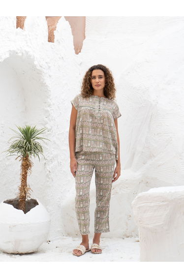 Floral Print Cotton Top and Pyjama Set