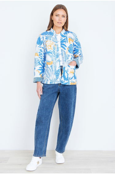 Yumi Blue Jungle Reversible Cotton Quilted Jacket