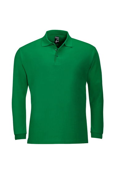 SOLS Mens Winter II Long Sleeve Pique Cotton Polo Shirt - Kelly
