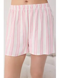 Pink Striped Shally Woven Pajama Set - 2
