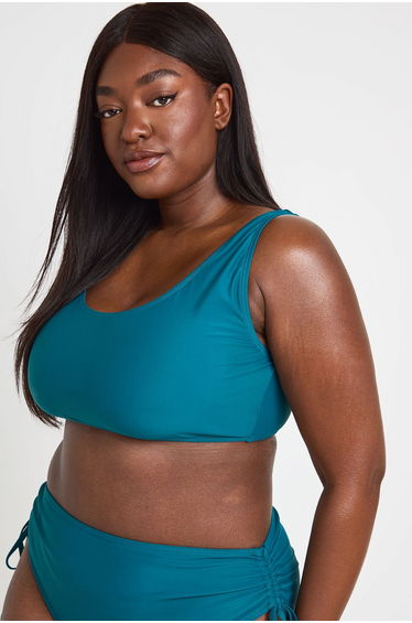 Plus Essentials Scoop Bikini Top - teal