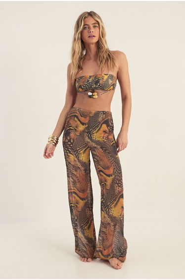 Mixed Animal Chiffon Beach Trousers