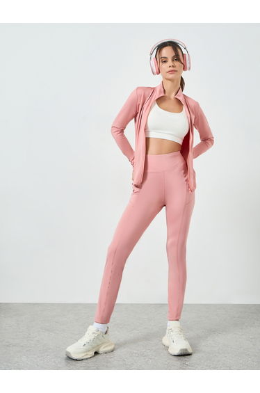 Pink Zip-Up Detail Jacket and Leggings Set