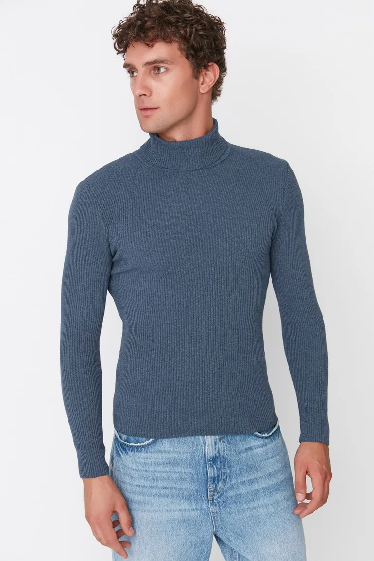 Sweater - Navy blue - Fitted - 2