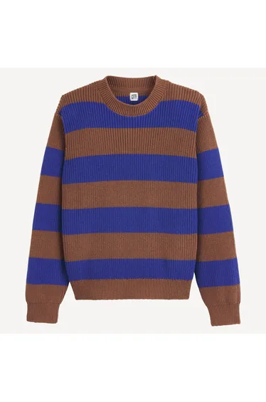 Striped Chunky Knit Crew Neck Jumper/Sweater