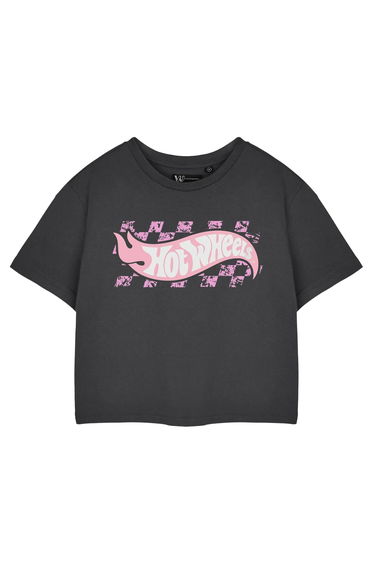 Hot Wheels Womens/Ladies Pastel Logo Crop T-Shirt - Charcoal