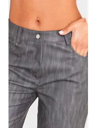 Black Washed Faux Leather Belted Straight Leg Trousers - 3