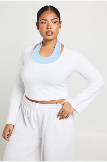 Plus Contrast Layer 2-1 Halter Neck Top