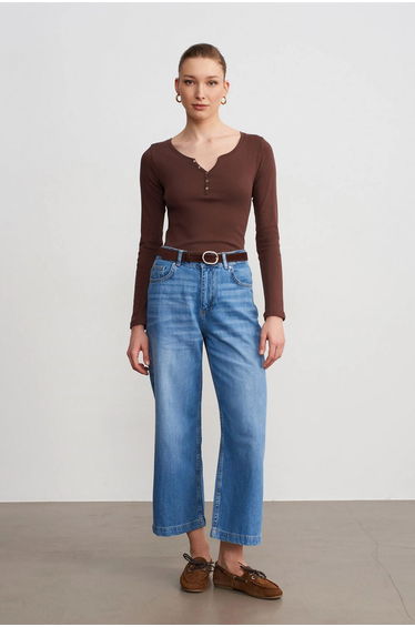 Dilvin High-Waist Wide-Leg Jeans