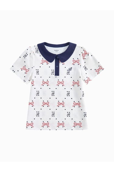 Girls' Short Sleeve Printed Polo T-Shirt