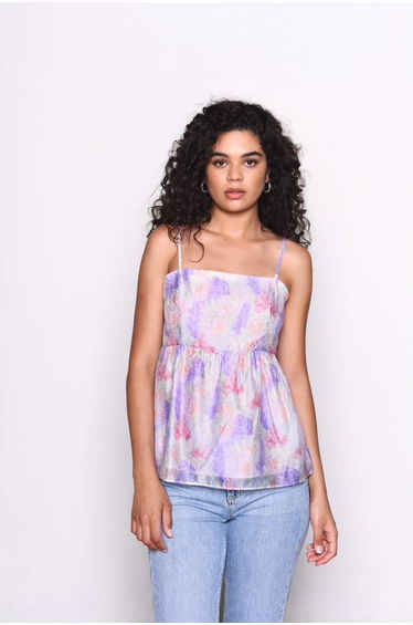 Glamorous Hyacinth Floral Print Peplum Top