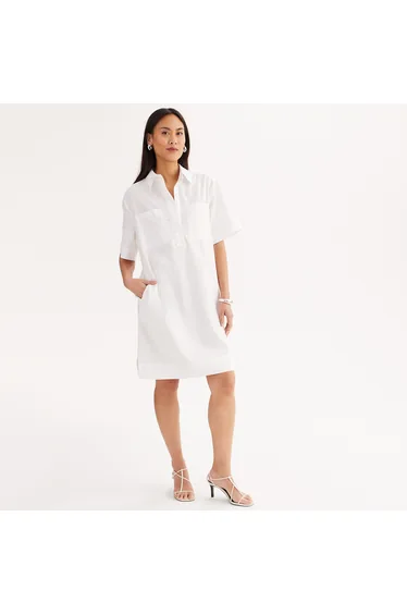 Linen/Cotton Shift Dress with Short Sleeves