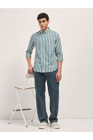 Men Striped Cotton Slim Fit Casual Shirt