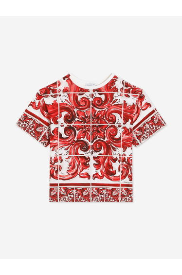 Dolce & Gabbana Boys Majolica Print T-Shirt in Red