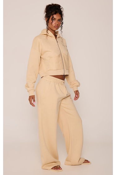 Butter Cream Beverly Hills Embroidered Wide Leg Joggers