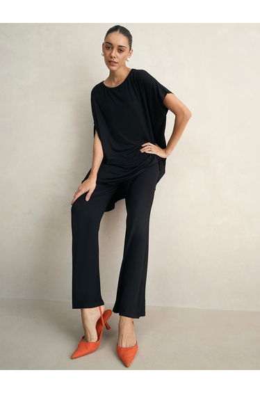 Black Knit Flared Pants