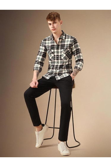 Checked Button-Down Flannel Shirt