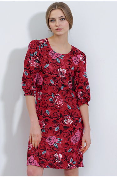 BDART Embroidered Floral Midi Dress with Three Quarter Sleeves
