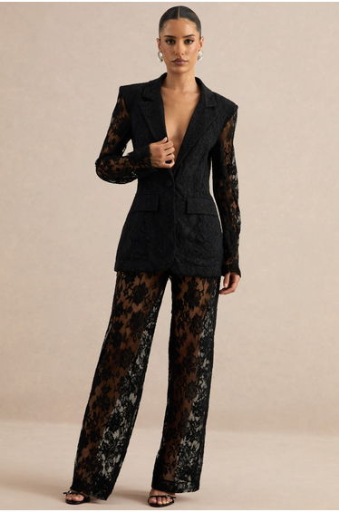 Vergia | Black Lace Tailored-Blazer