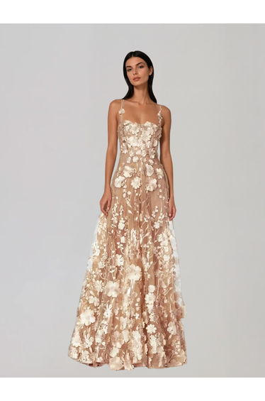 Woreth Spaghetti Floral Flared Maxi Dress