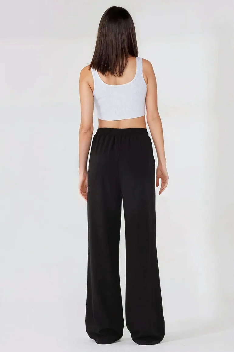 Wide Leg Elastic Waist Sweatpants - 4