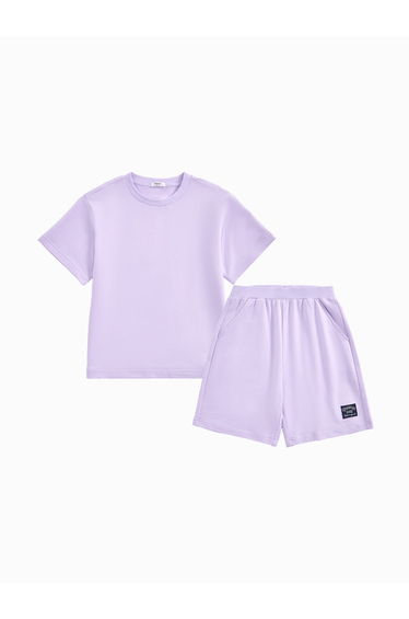 Unisex Two-Piece Set - Solid Color T-Shirt And Shorts