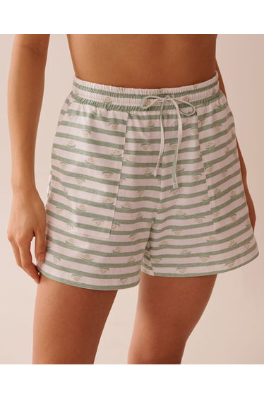 Snail Print Cotton Pajama Shorts