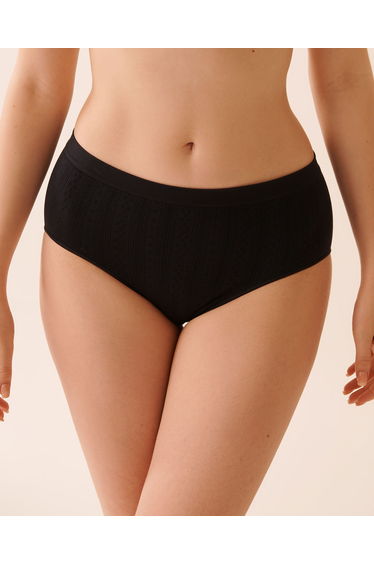 Seamless Fabric Pointelle High Waist Bikini Panty