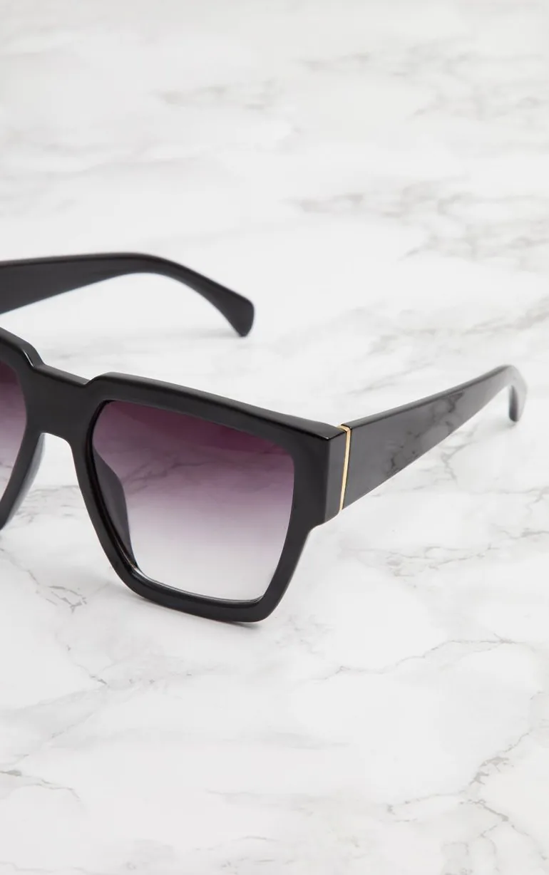 Black Oversized Square Sunglasses - 2